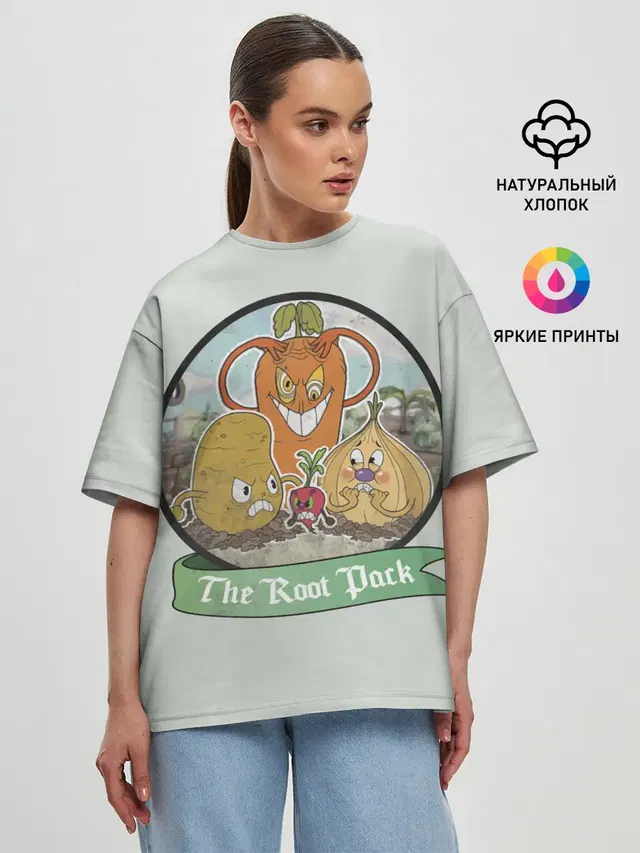 Женская футболка оверсайз с принтом «The Root Pack»