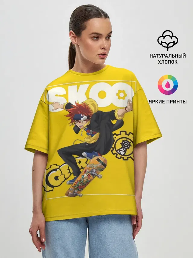 Женская футболка оверсайз с принтом «Аниме — SK8 the Infinity, Реки Кян»