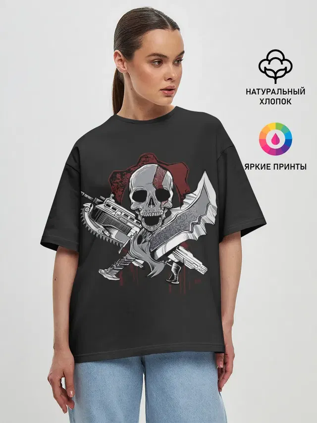 Женская футболка оверсайз с принтом «Gears of War»