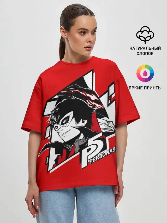 Женская футболка оверсайз с принтом «Persona 5 — Ren Amamiya»
