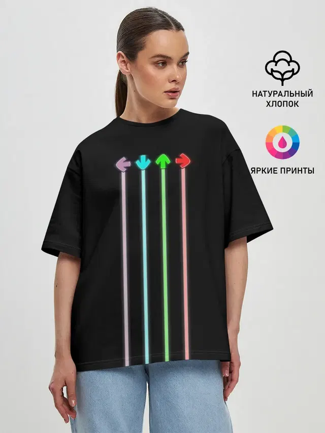 Женская футболка оверсайз с принтом «Arrows Friday night funkin»