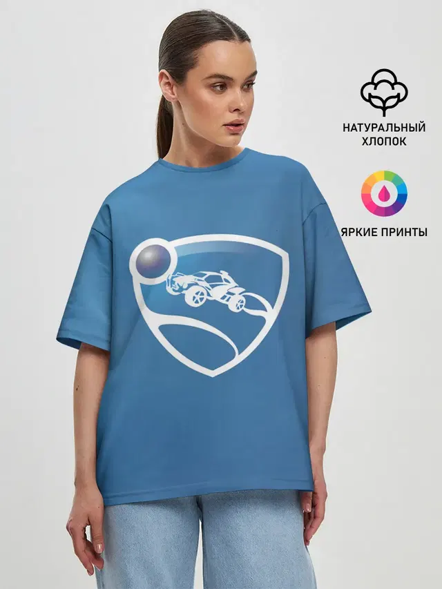 Женская футболка оверсайз с принтом «Rocket League — Rocket League Fan»