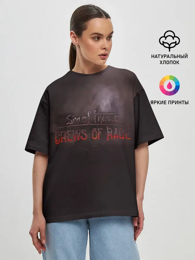 Женская футболка оверсайз с принтом «Sea of Thieves — Crews of rage»