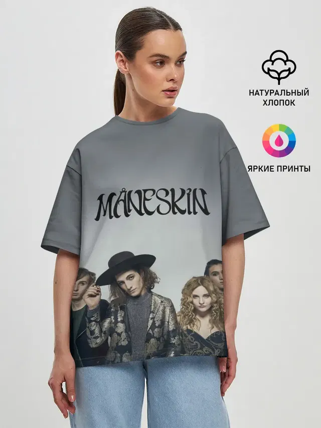 Женская футболка оверсайз с принтом «Maneskin»