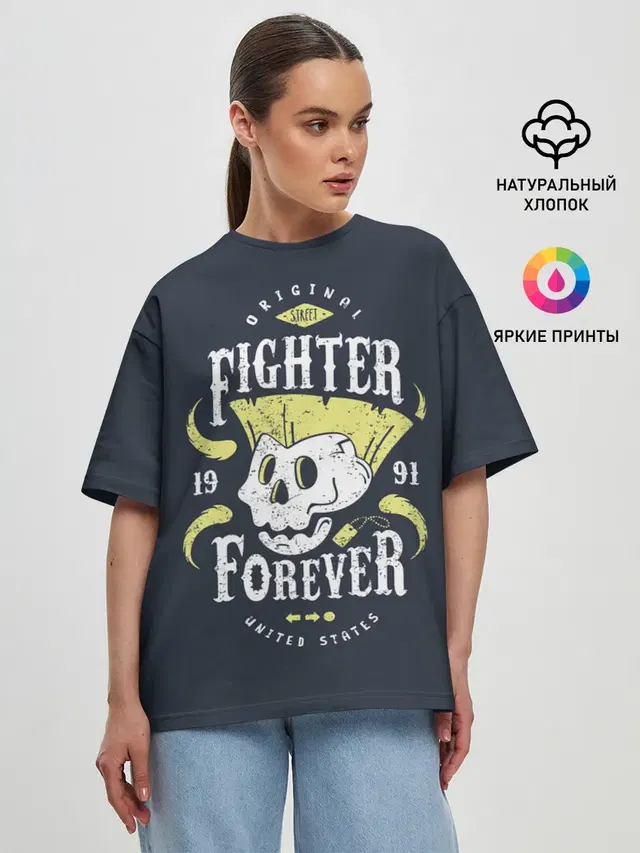 Женская футболка оверсайз с принтом «Street Fighter — Fighter forever»