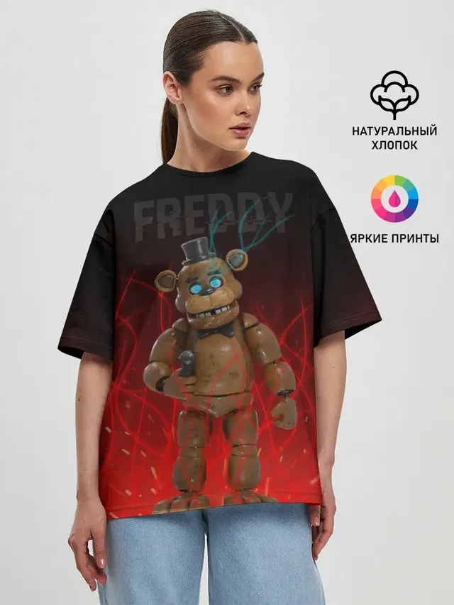 Женская футболка оверсайз с принтом «Five Nights At Freddy\s — FNAF FREDDY»