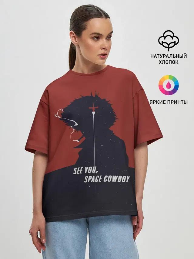Женская футболка оверсайз с принтом «Cowboy Bebop — Cowboy Bebop - Spike»