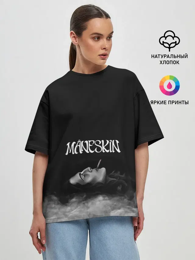Женская футболка оверсайз с принтом «Maneskin — Дамиано Давид — Монэскин»