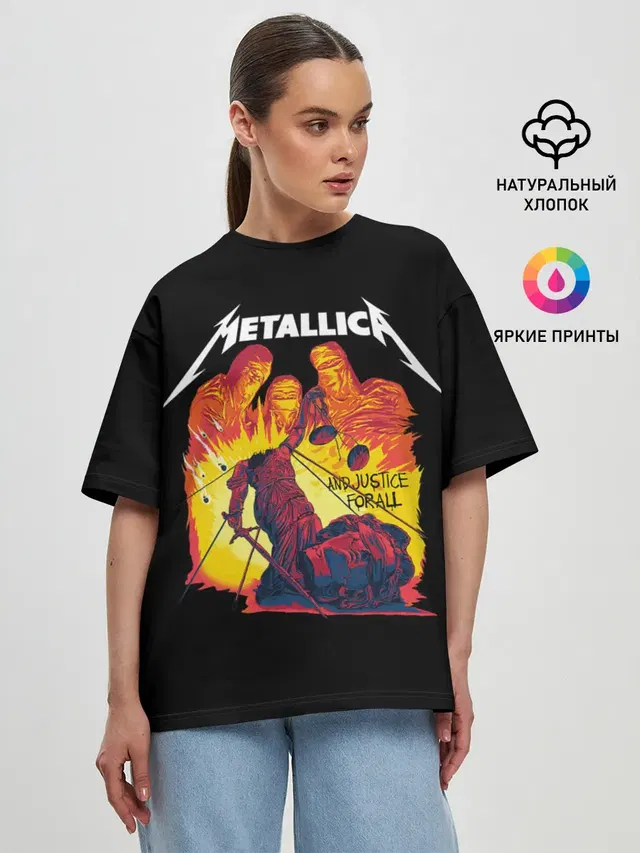 Женская футболка оверсайз с принтом «Metallica — Justice for all»