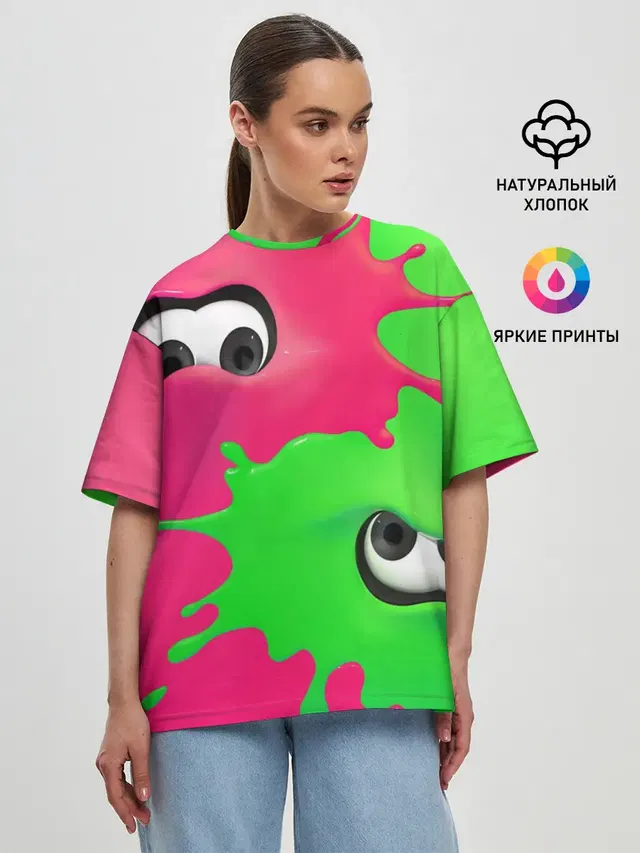 Женская футболка оверсайз с принтом «Разные игры — Splatoon»