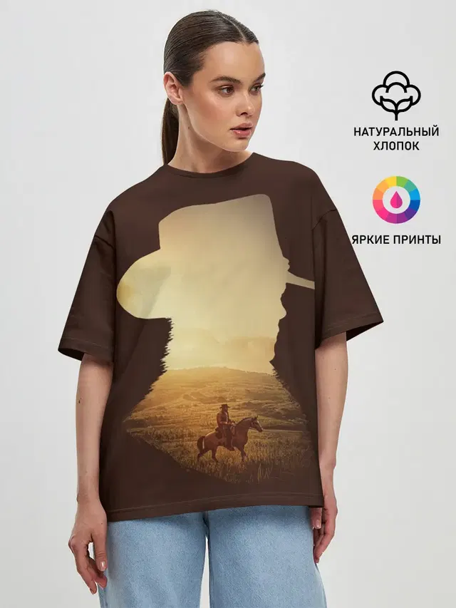 Женская футболка оверсайз с принтом «RDR2 Arthur»