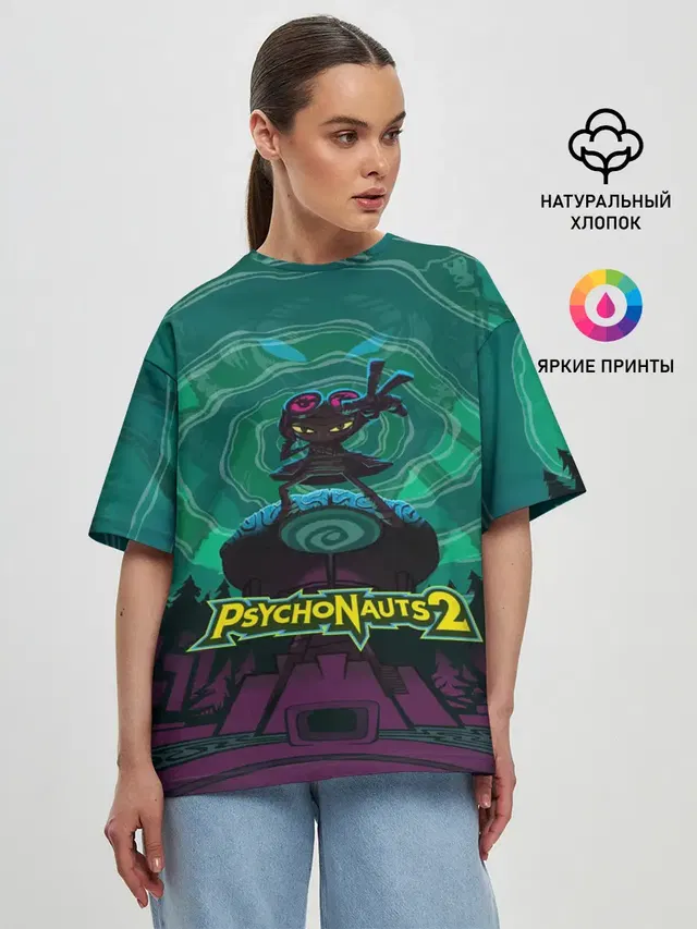 Женская футболка оверсайз с принтом «Разные игры — PsychoNauts 2 Рас»
