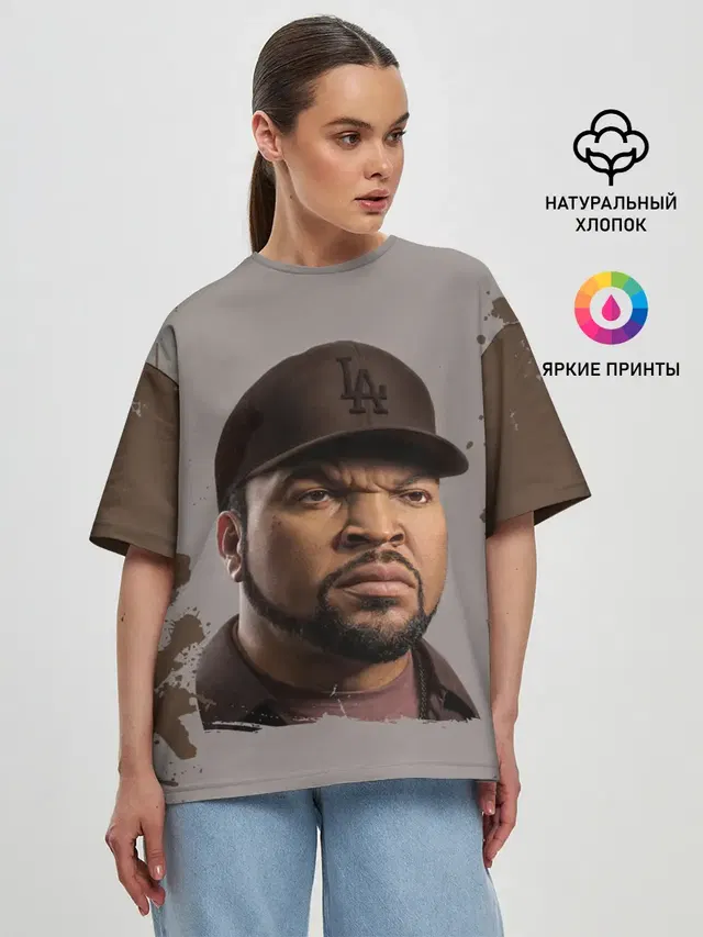 Женская футболка оверсайз с принтом «Ice Cube — Айс Куб»