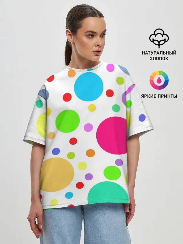 Женская футболка оверсайз с принтом «Polka dot»