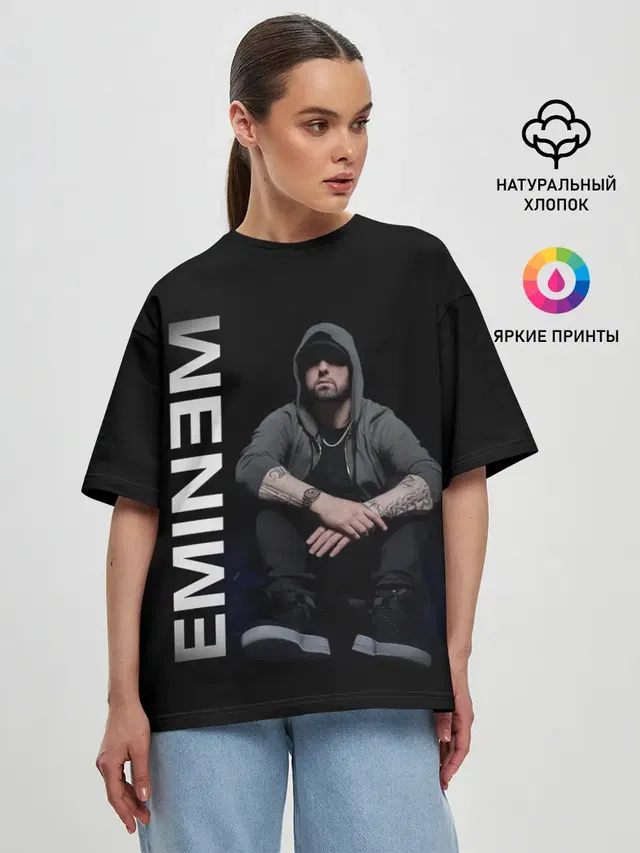 Женская футболка оверсайз с принтом «Eminem»