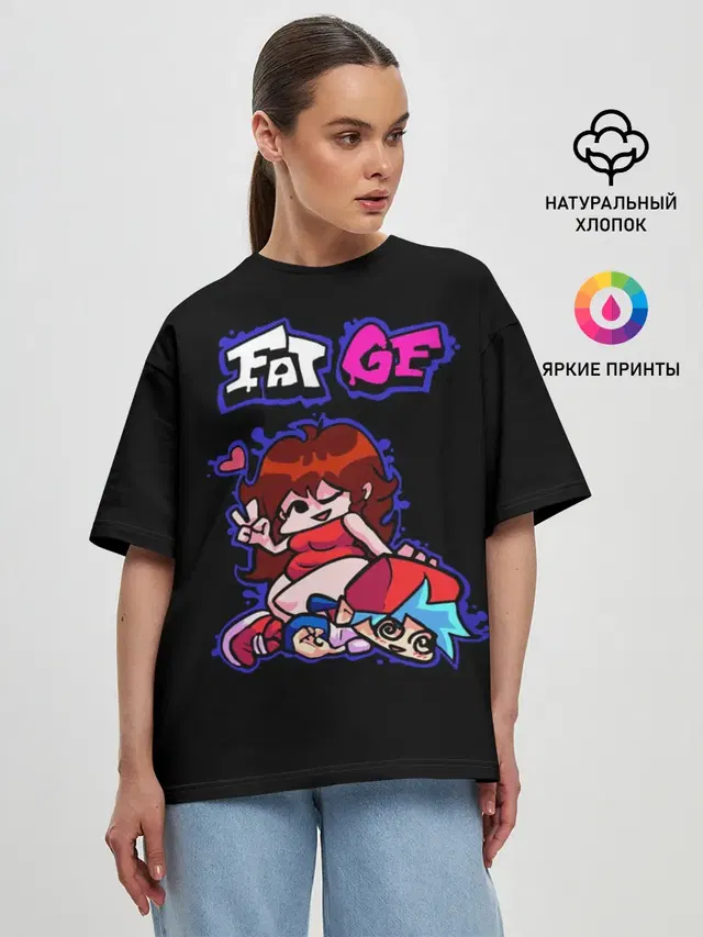 Женская футболка оверсайз с принтом «Girlfriend (Friday Night Funkin) — Boyfriend and Girlfriend - FNF»