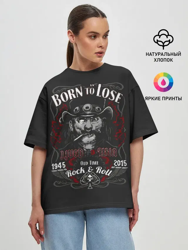 Женская футболка оверсайз с принтом «Motorhead — Старичок Лемми»