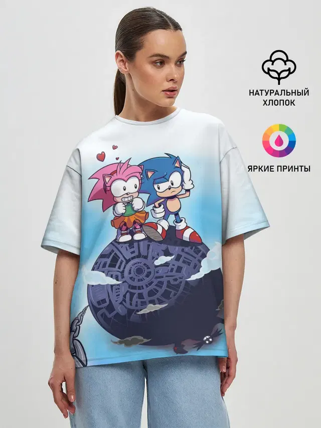 Женская футболка оверсайз с принтом «Соник — AMY ROSE»