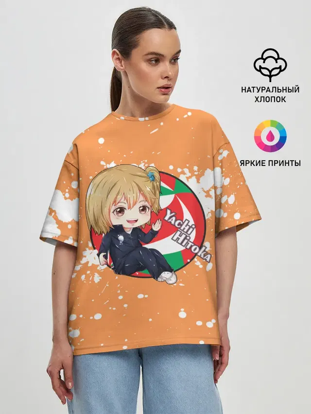 Женская футболка оверсайз с принтом «Хайкью — Yachi Hitoka — Haikyu»
