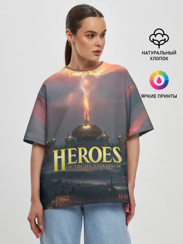 Женская футболка оверсайз с принтом «Heroes — Heroes of Might and Magic — HoM»