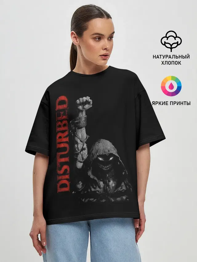 Женская футболка оверсайз с принтом «Disturbed»
