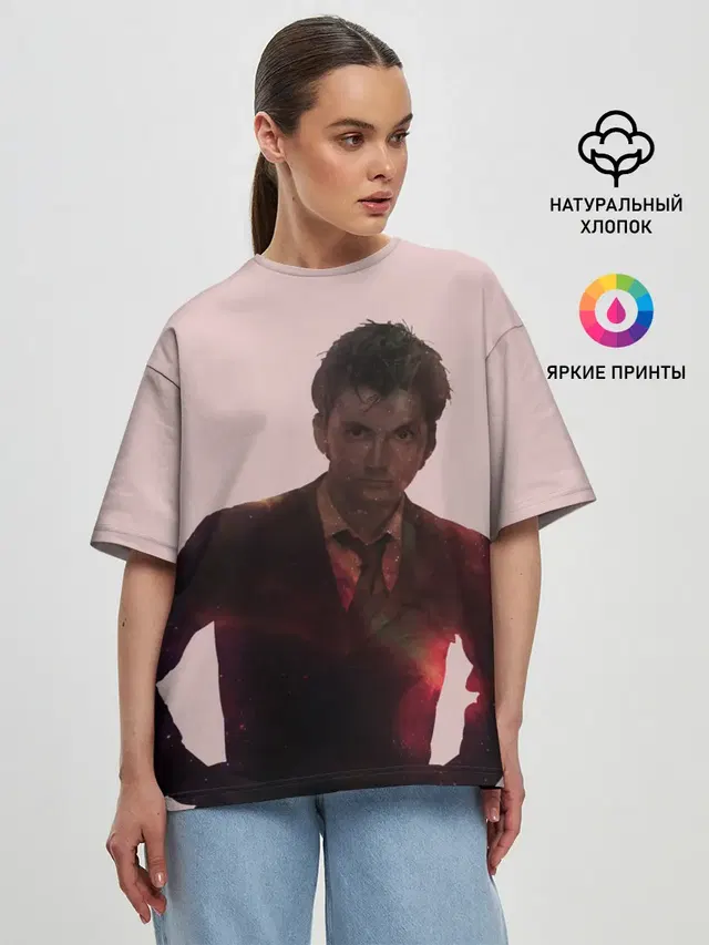 Женская футболка оверсайз с принтом «Nebula — David Tennant»