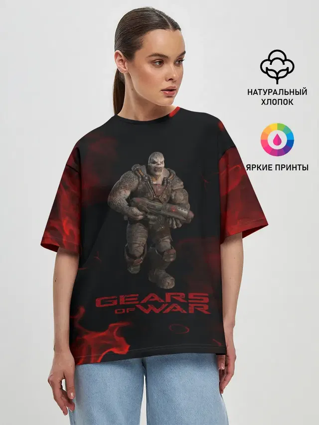 Женская футболка оверсайз с принтом «Gears of War — NPC»