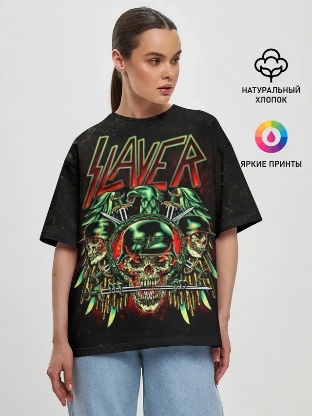 Женская футболка оверсайз с принтом «Slayer»