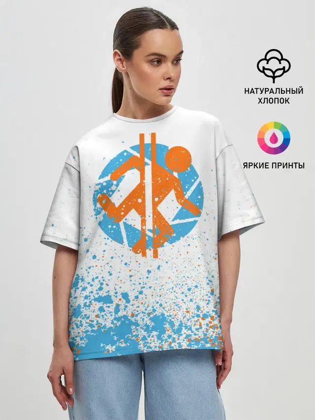 Женская футболка оверсайз с принтом «Portal — PORTAL 2»