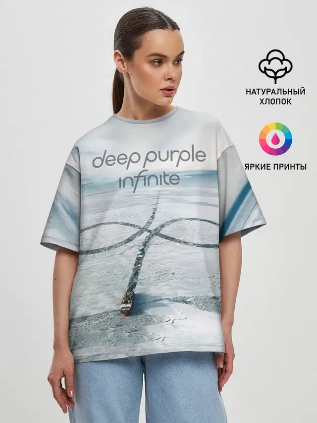 Женская футболка оверсайз с принтом «Infinite - Deep — Infinite - Deep Purple»