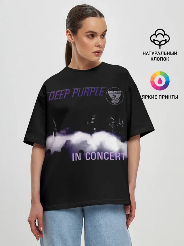 Женская футболка оверсайз с принтом «Deep Purple — Live at Long Beach 1976 - Deep Purple»