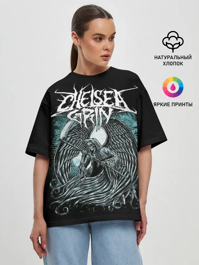 Женская футболка оверсайз с принтом «Chelsea Grin, Self Inflicted»