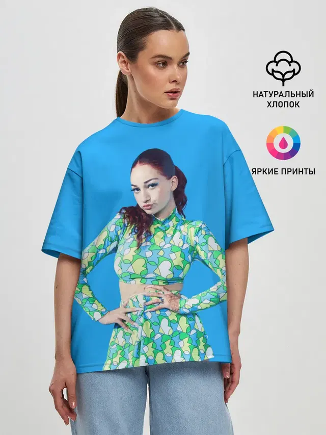 Женская футболка оверсайз с принтом «Bhad Bhabie — Bhad babie blue»