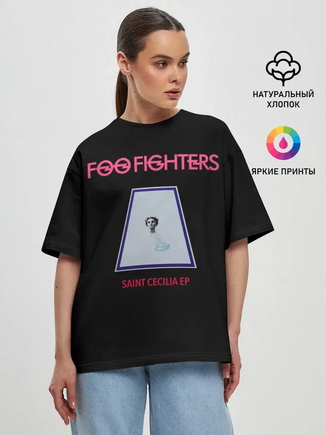 Женская футболка оверсайз с принтом «Foo Fighters — Saint Cecilia - Foo Fighters»