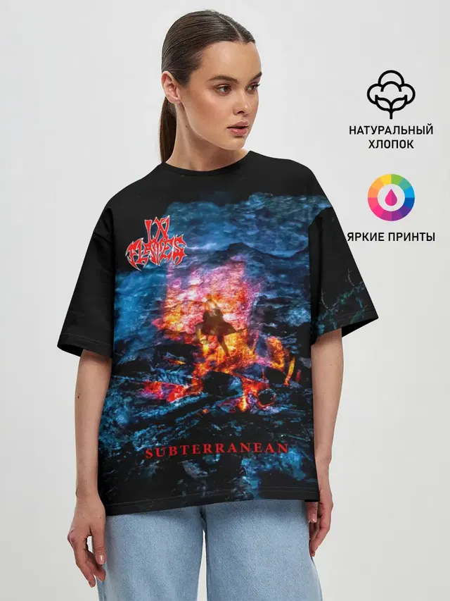 Женская футболка оверсайз с принтом «In Flames — Subterranean - In Flames»