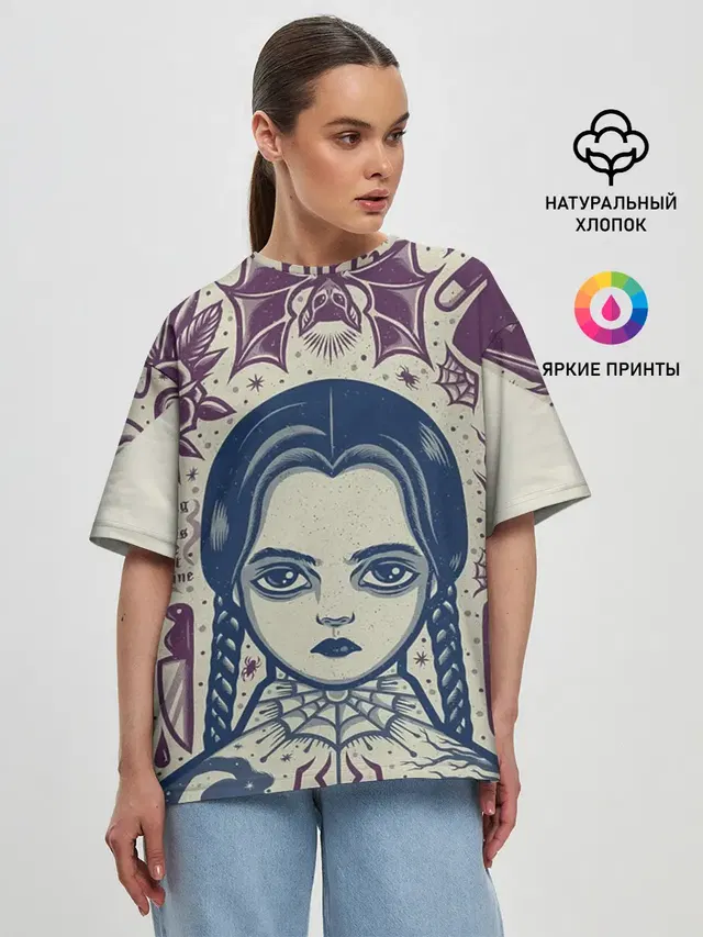 Женская футболка оверсайз с принтом «Мультфильмы — THE ADDAMS FAMILY NW2»