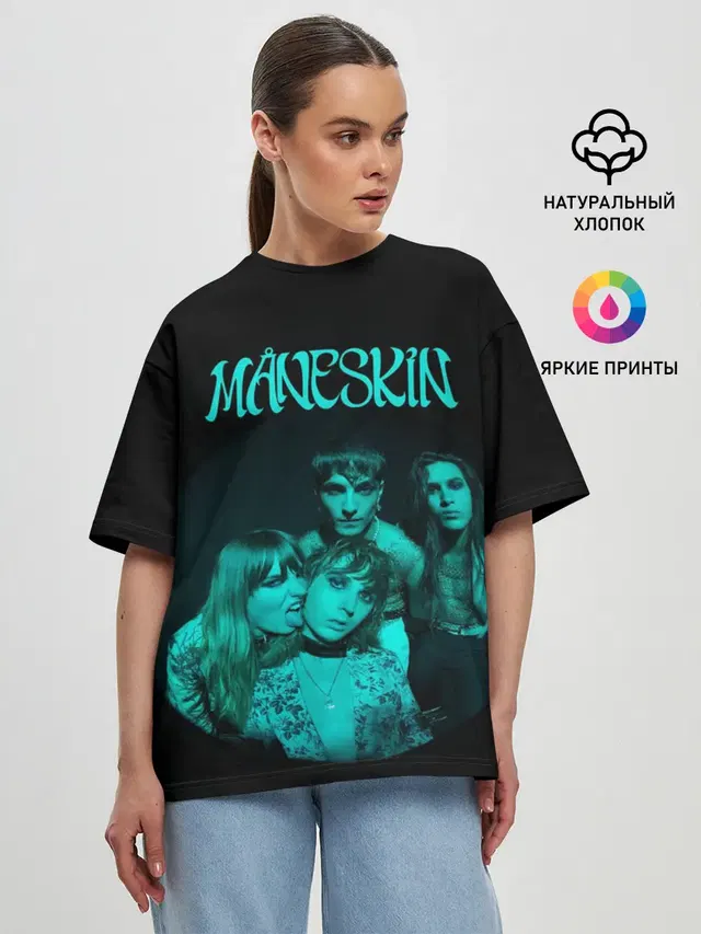 Женская футболка оверсайз с принтом «Maneskin — Maneskin. Fisheye Faces»