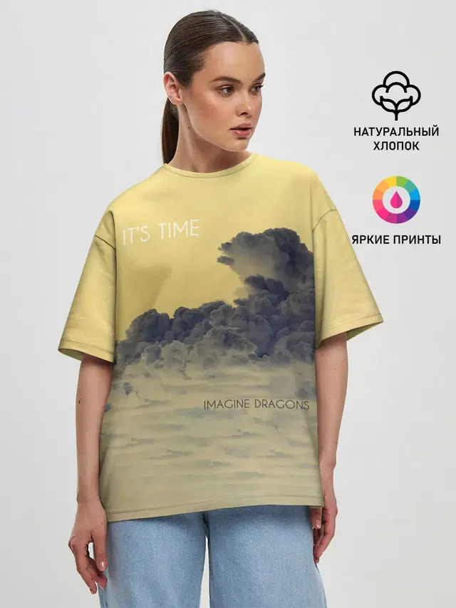 Женская футболка оверсайз с принтом «Imagine Dragons — Its Time - Imagine Dragons»