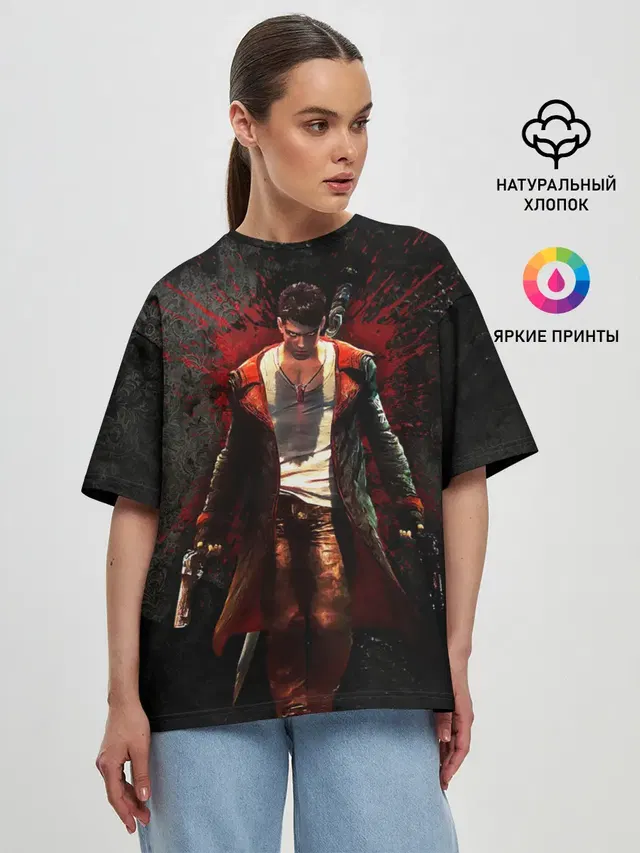 Женская футболка оверсайз с принтом «Devil May Cry — Dante Definitive B»