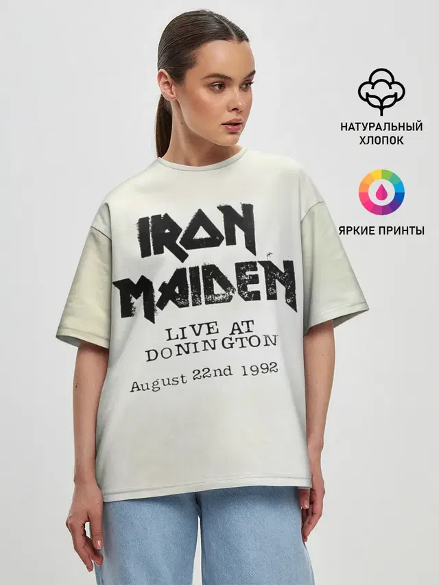 Женская футболка оверсайз с принтом «August 22nd 1992 — Live at Donington - Iron Maiden»