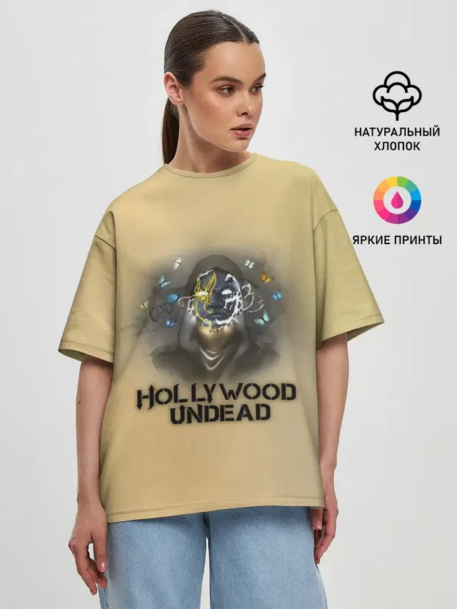 Женская футболка оверсайз с принтом «Butterfly — Johnny 3 Tears Hollywood Undead»