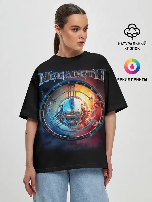 Женская футболка оверсайз с принтом «Megadeth — Megadeth, Super Collider»