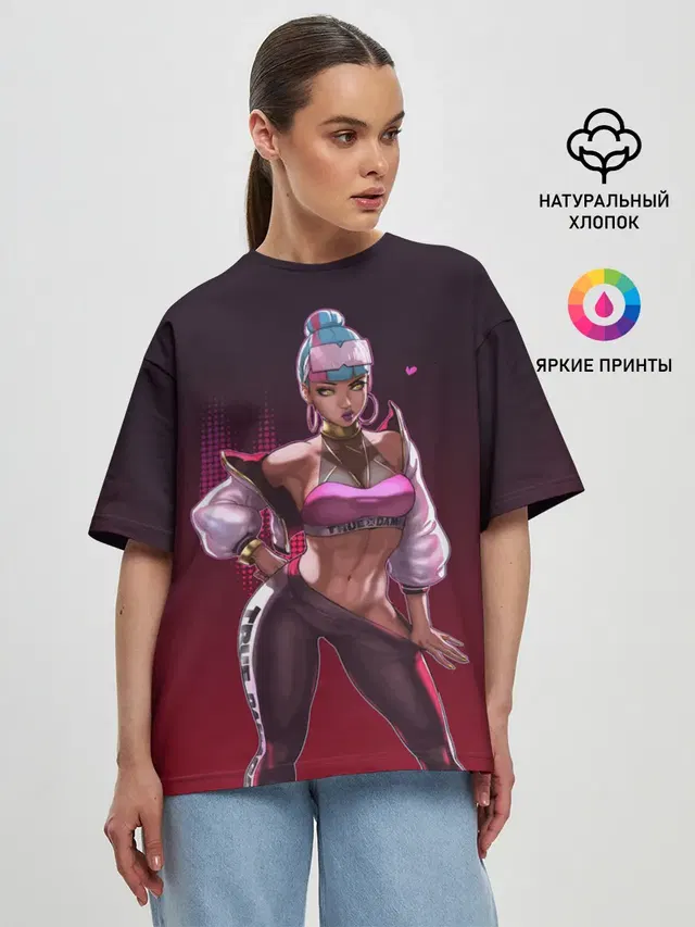 Женская футболка оверсайз с принтом «League of Legends Qiyana»