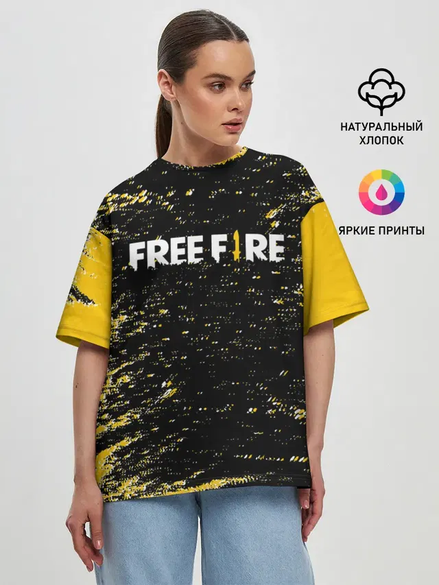 Женская футболка оверсайз с принтом «dagger — Garena Free Fire - День Booyah.»