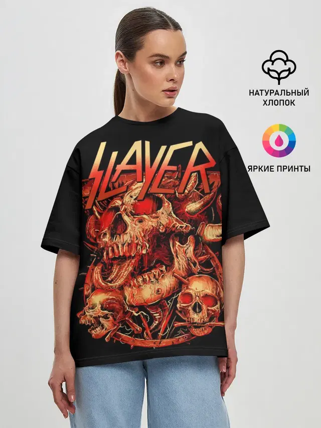Женская футболка оверсайз с принтом «Slayer — Slayer, Reign in Blood»