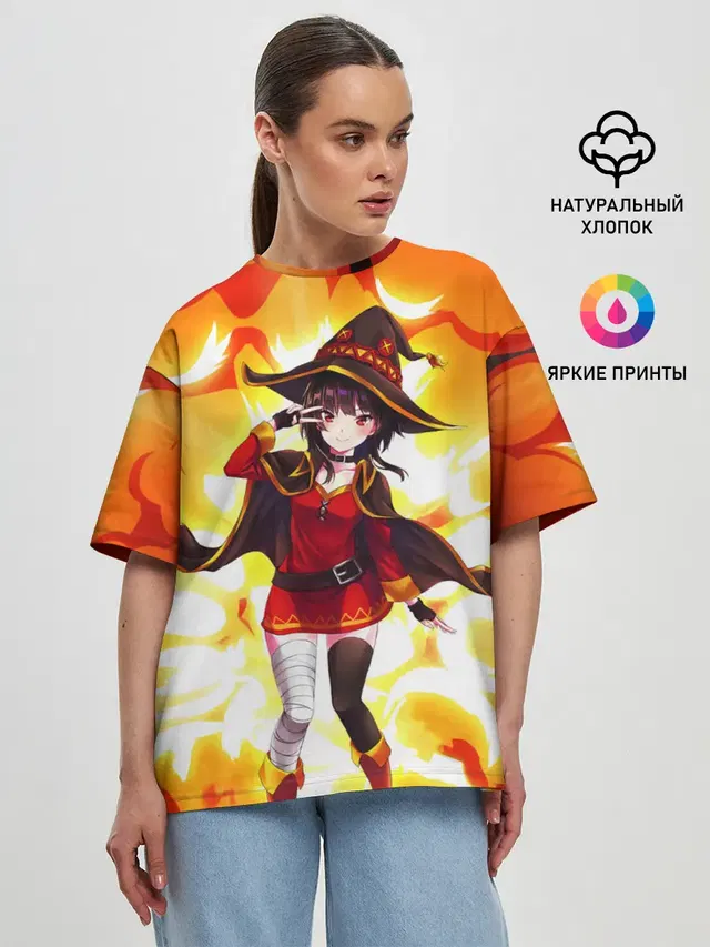 Женская футболка оверсайз с принтом «Коносуба — MeguminKonoSuba»