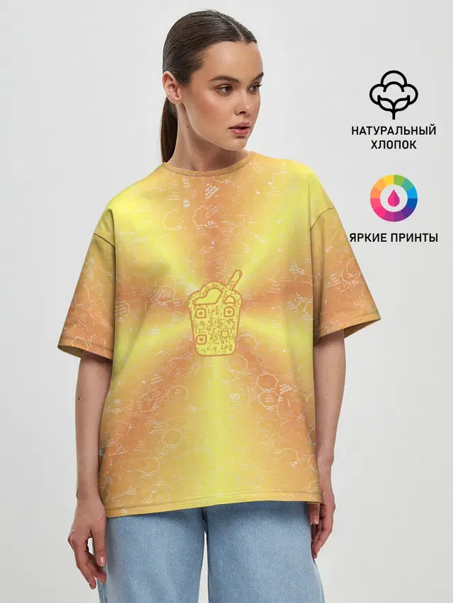Женская футболка оверсайз с принтом «Cocktail — Коктейль на фоне АПВ 10.2.6.14»