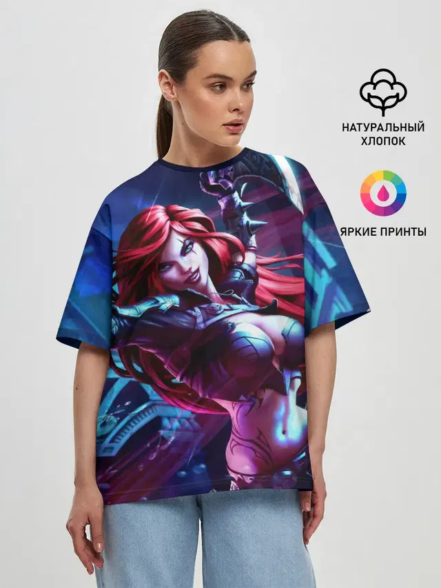 Женская футболка оверсайз с принтом «Катарина League of legends»