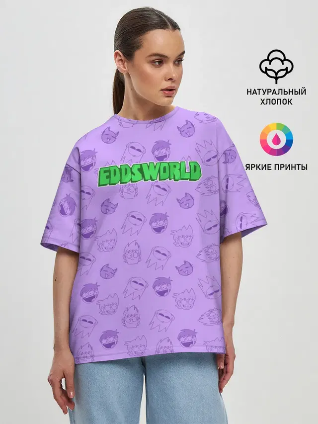 Женская футболка оверсайз с принтом «Eddsworld — Pattern EDDSWORLD»