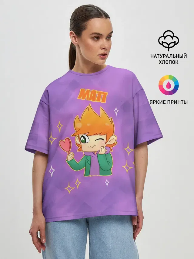 Женская футболка оверсайз с принтом «Eddsworld — Matt»
